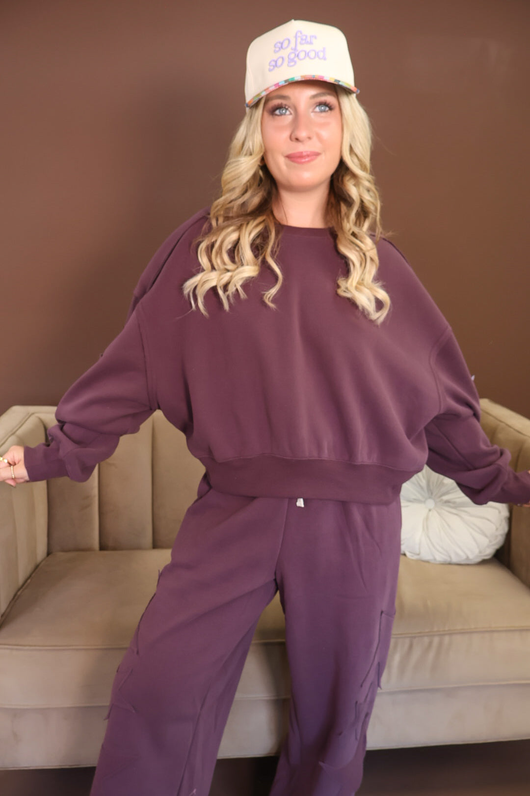 Plum Star Patch Sweatshirt & Jogger Set
