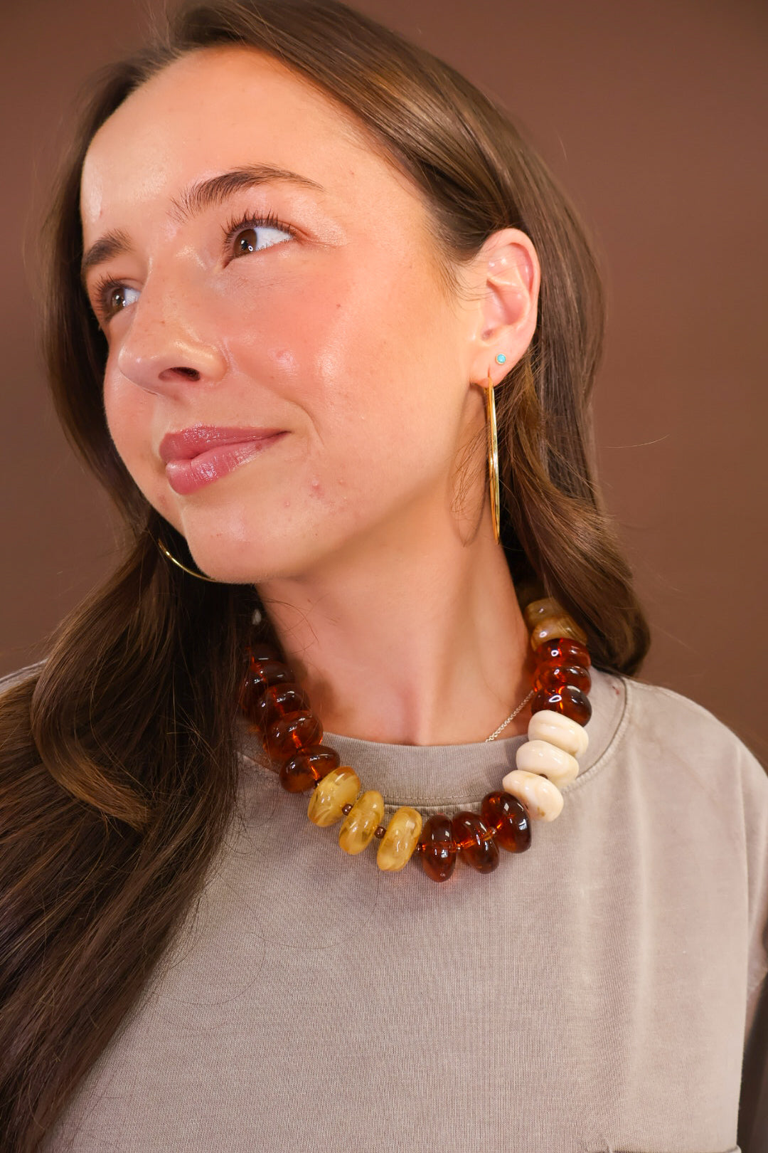 Amber & Ivory Chunky Bead Necklace