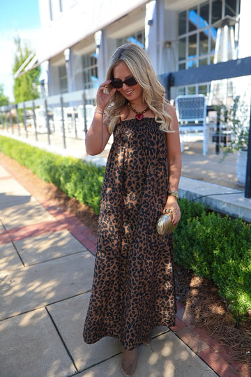 Leopard Maxi Dress With Pockets