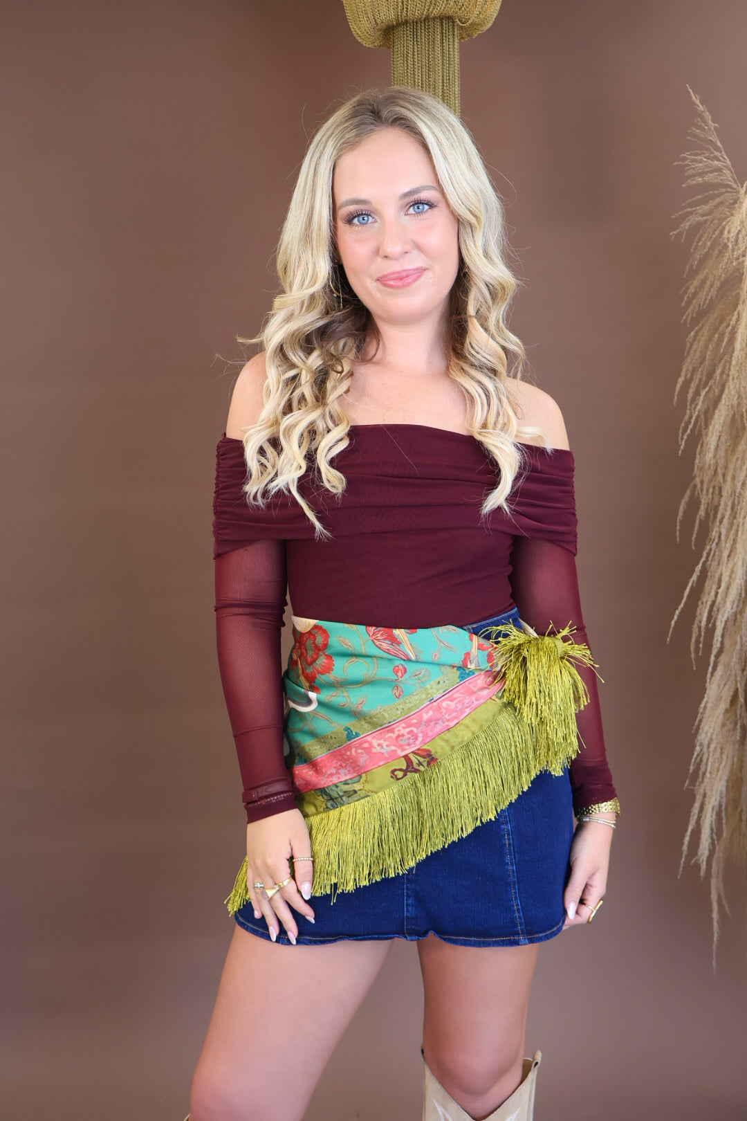 **PRE-ORDER 10/15** Crane Printed Green Fringe Square Scarf