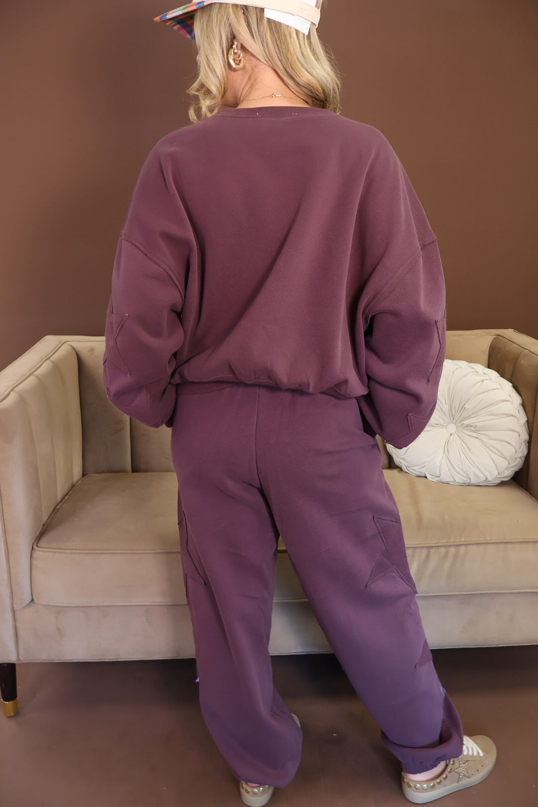 Plum Star Patch Sweatshirt & Jogger Set