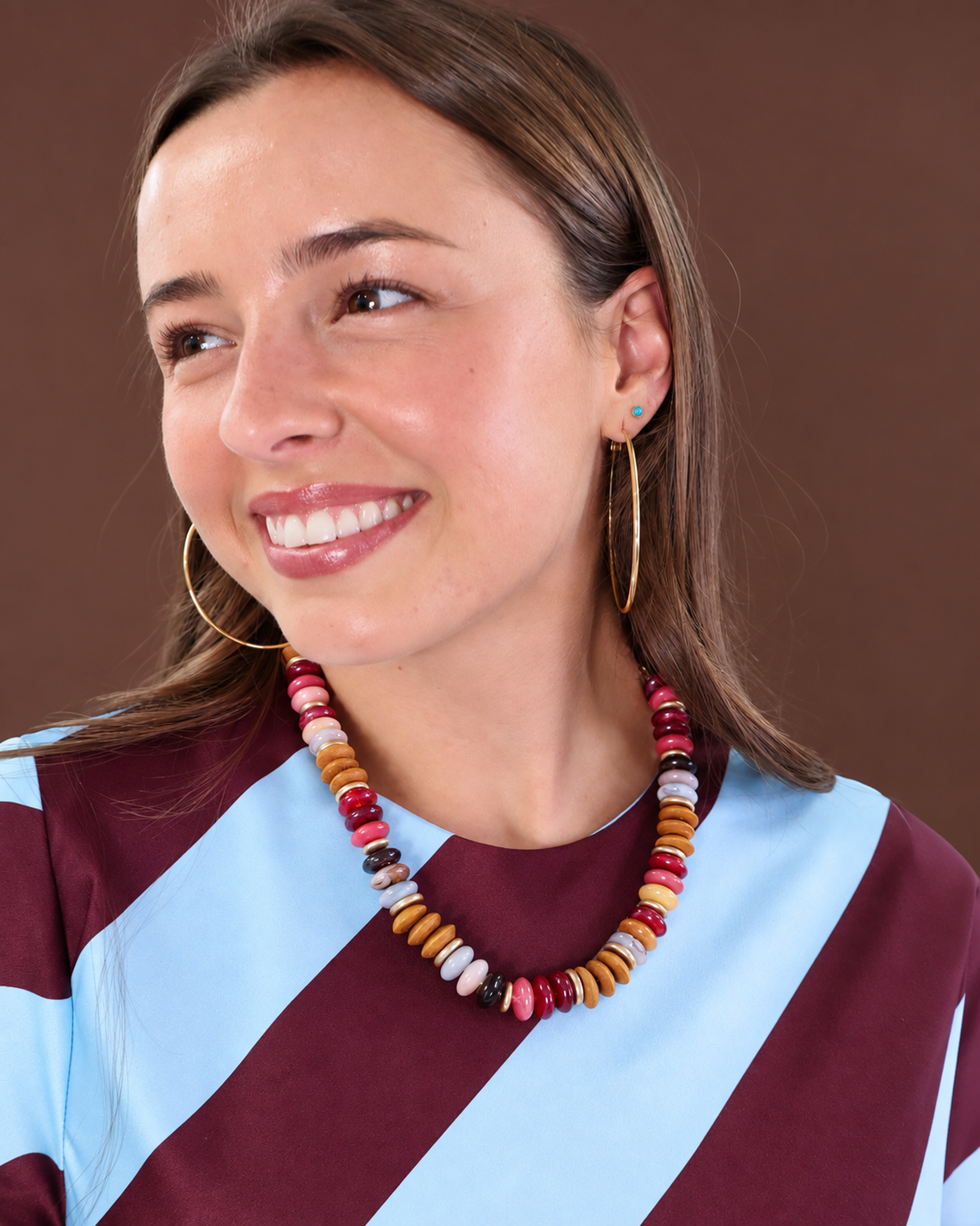 Multi Color Wood Bead Necklace