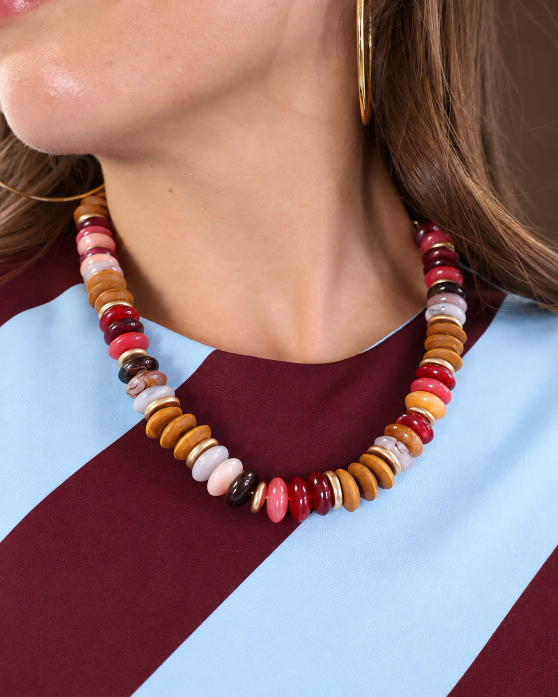 Multi Color Wood Bead Necklace