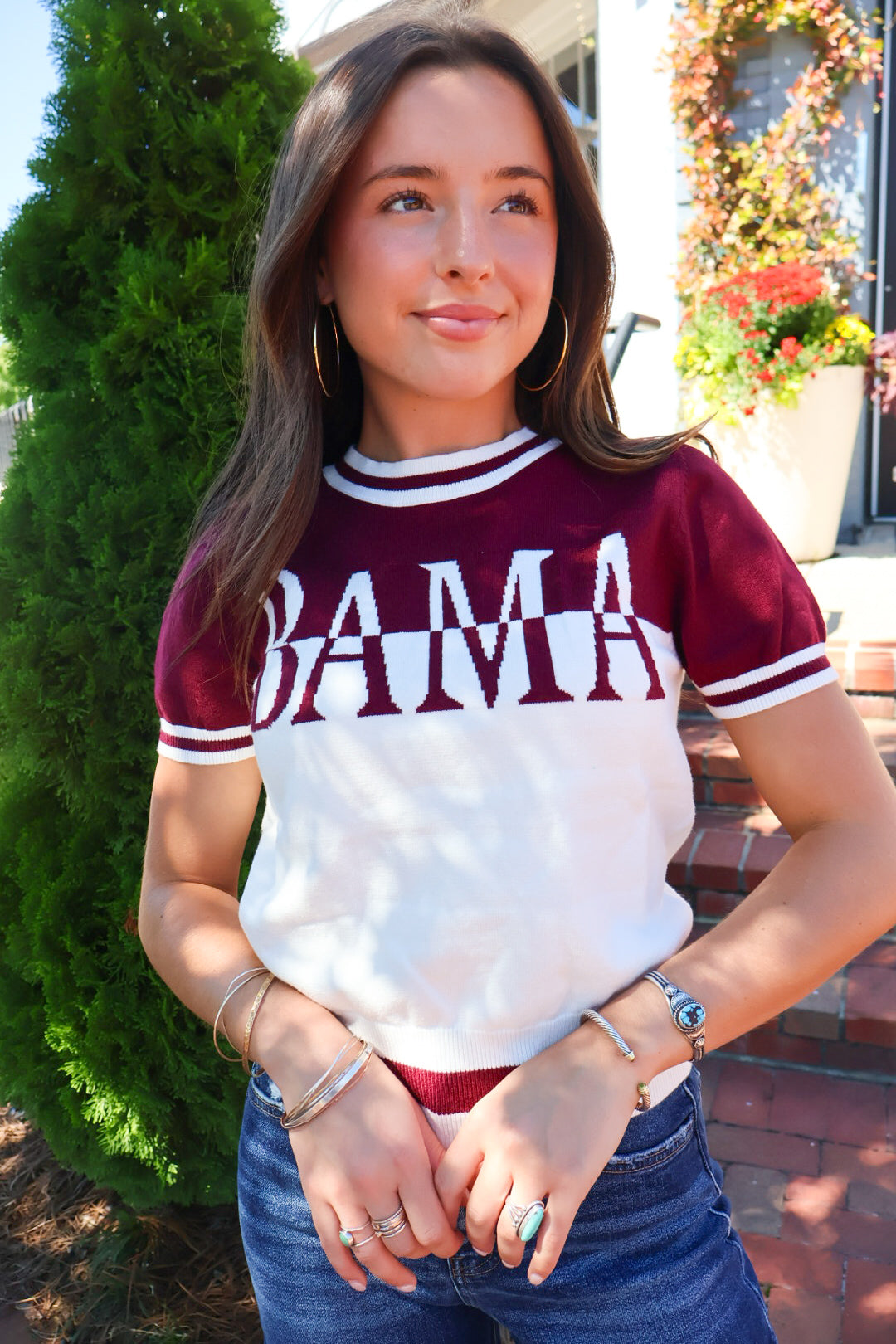 Crimson & White Lightweight Bama Short Sleeve Sweater