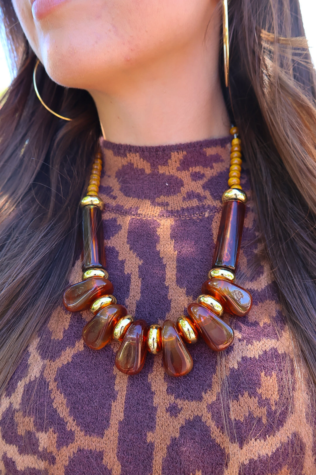 Amber Sculptural Statement Necklace