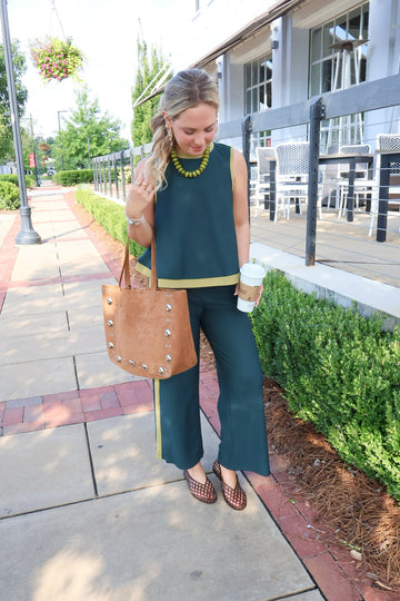 Hunter Green Knit Pants Set