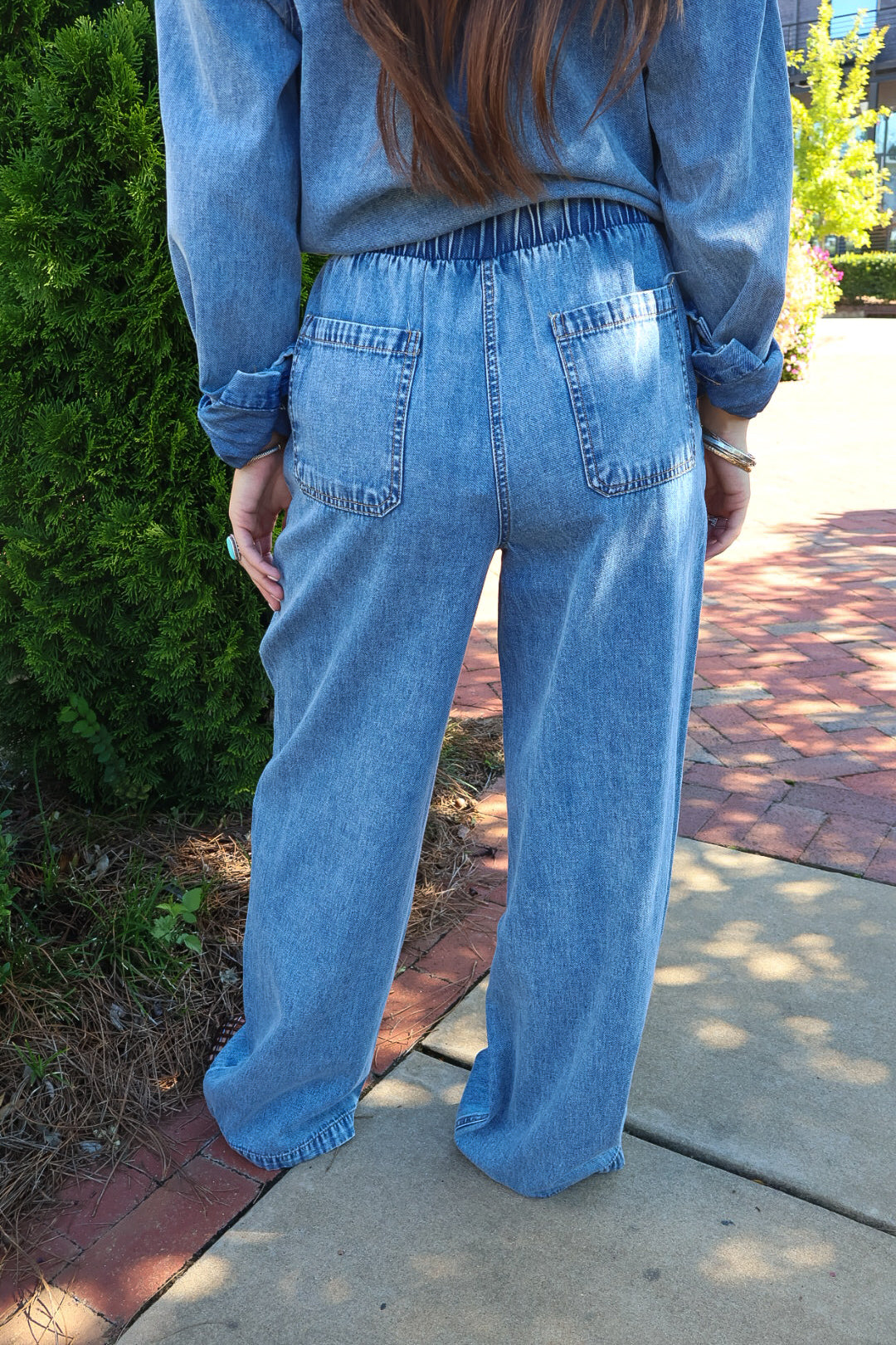 Boxy Denim Top & Wide Leg Pants Set