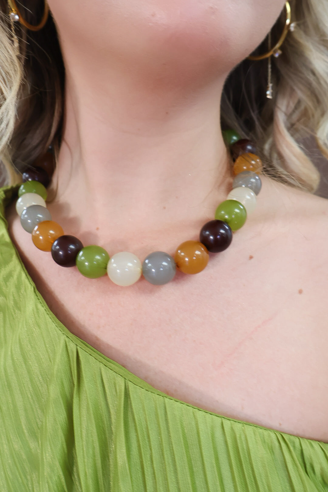 Fall Multi Color Round Bead Necklace