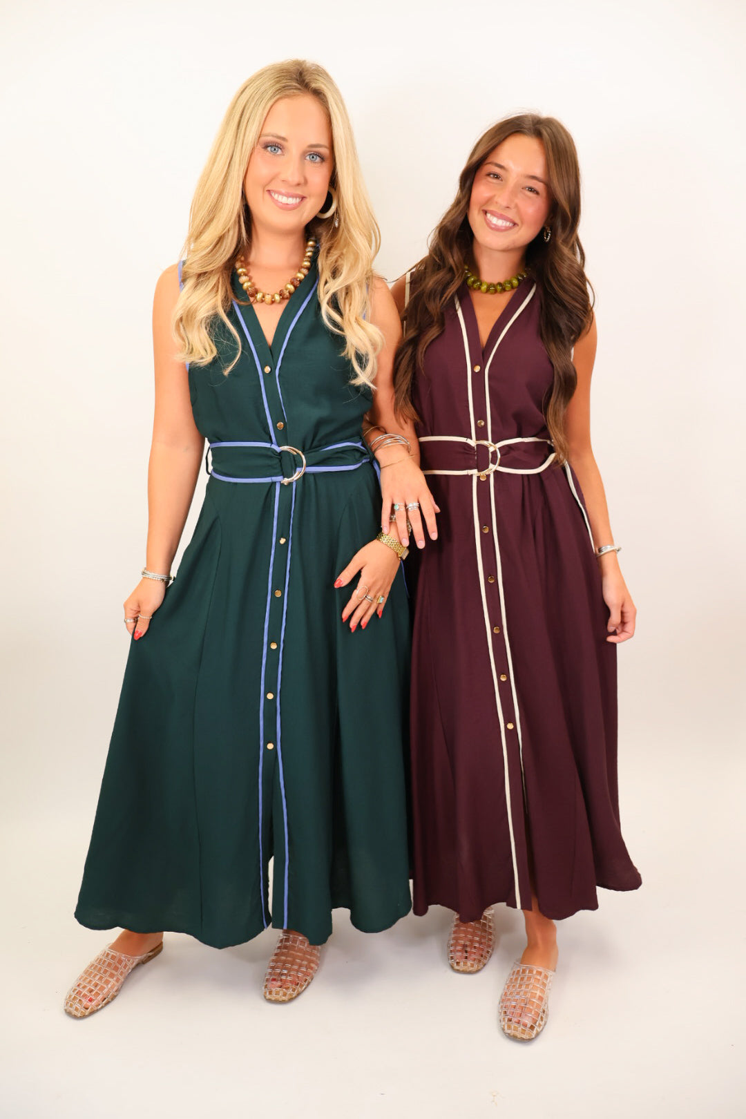 Plum Contrast Trim Midi Dress