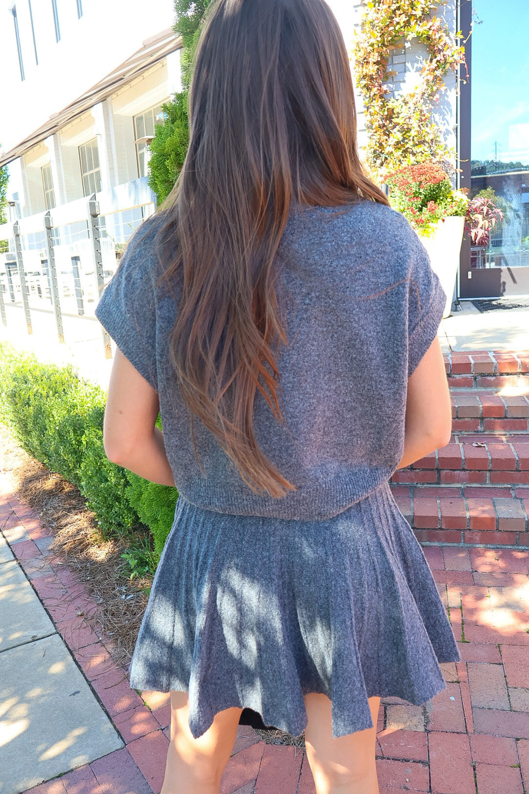 Charcoal Turtleneck Sweater & Mini Skirt Set