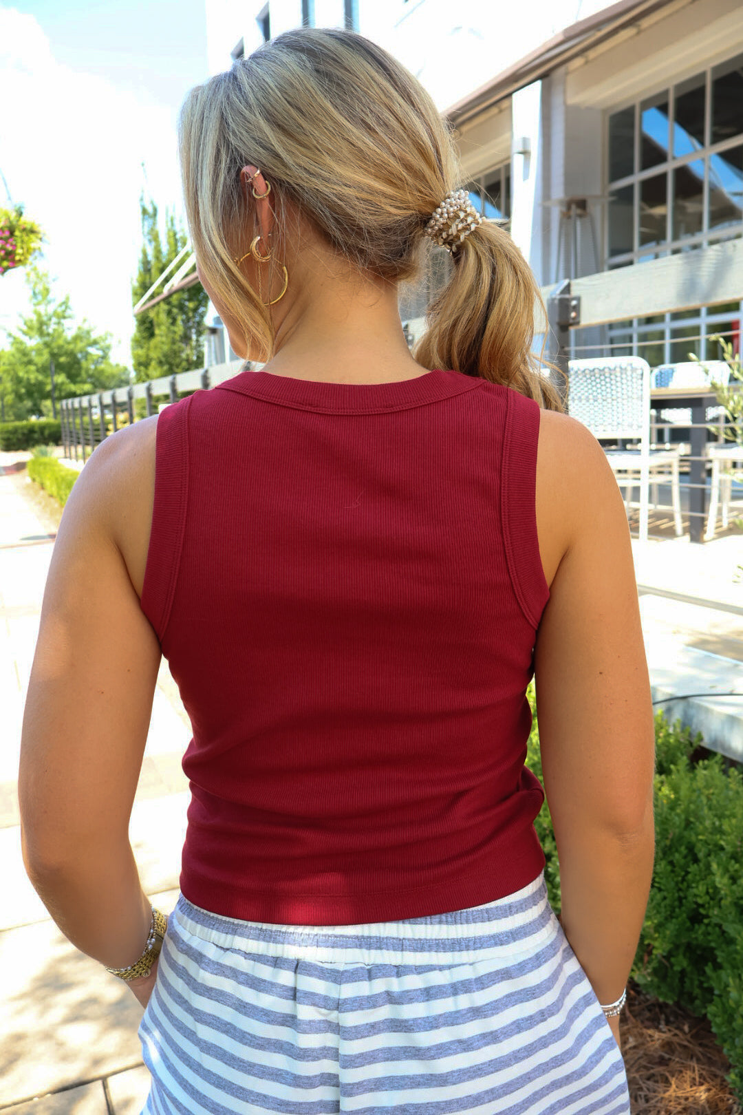 Alabama Ribbed Tank Top - Crimson