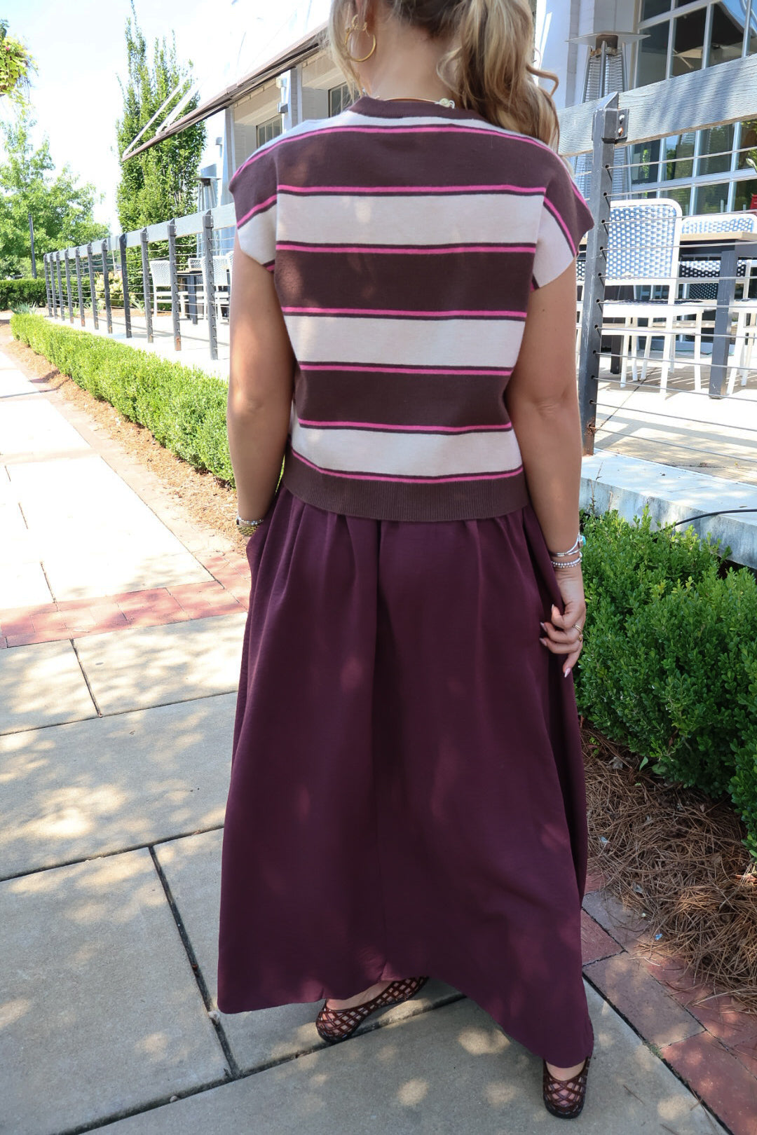Brown Striped Sweater Top Dress