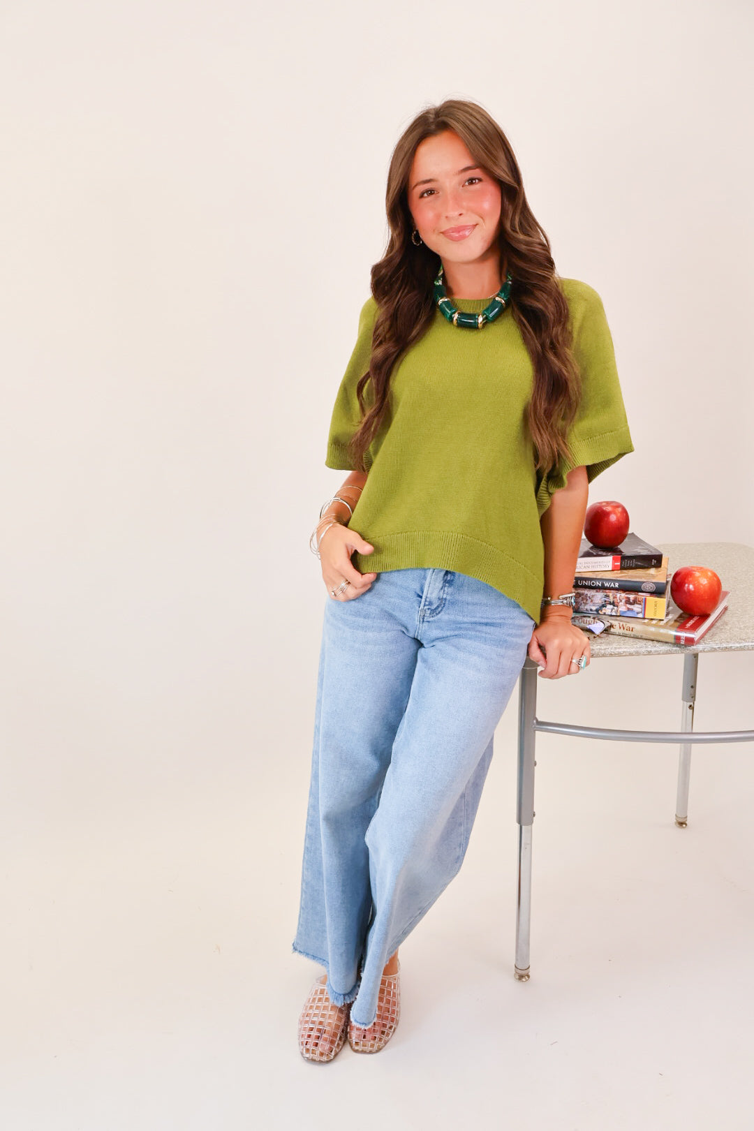Olive Short Sleeve Sweater