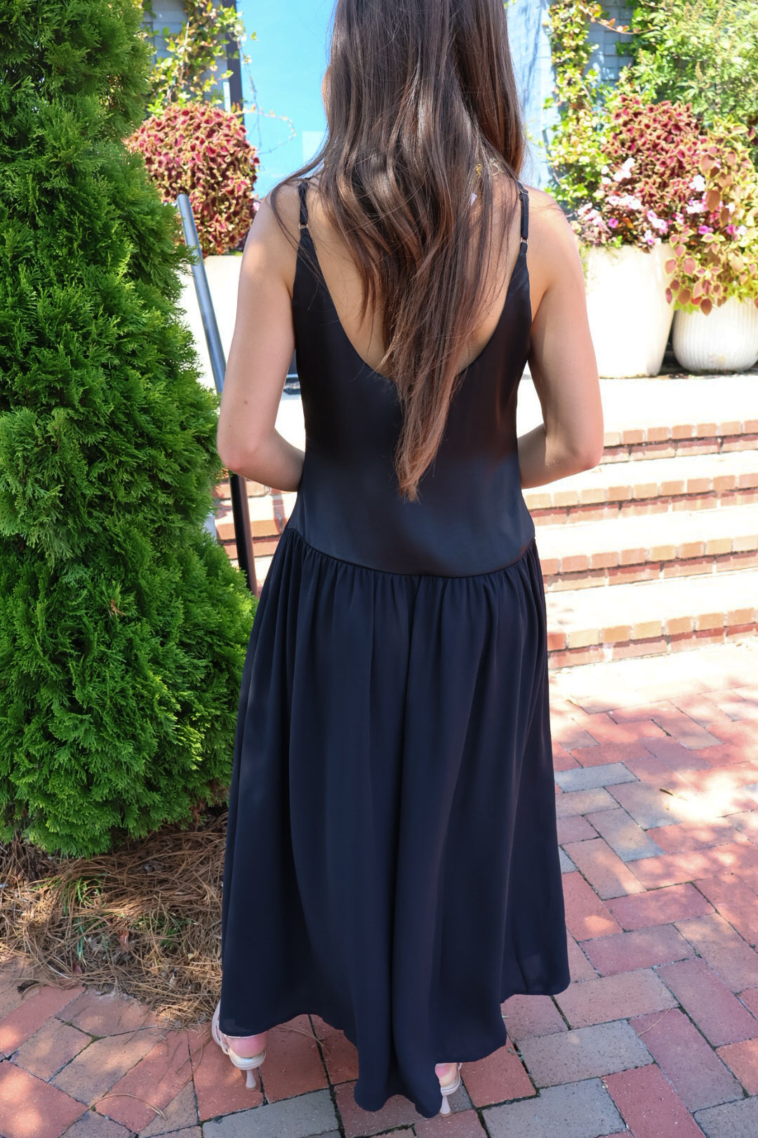 Black Satin Cami Maxi Dress