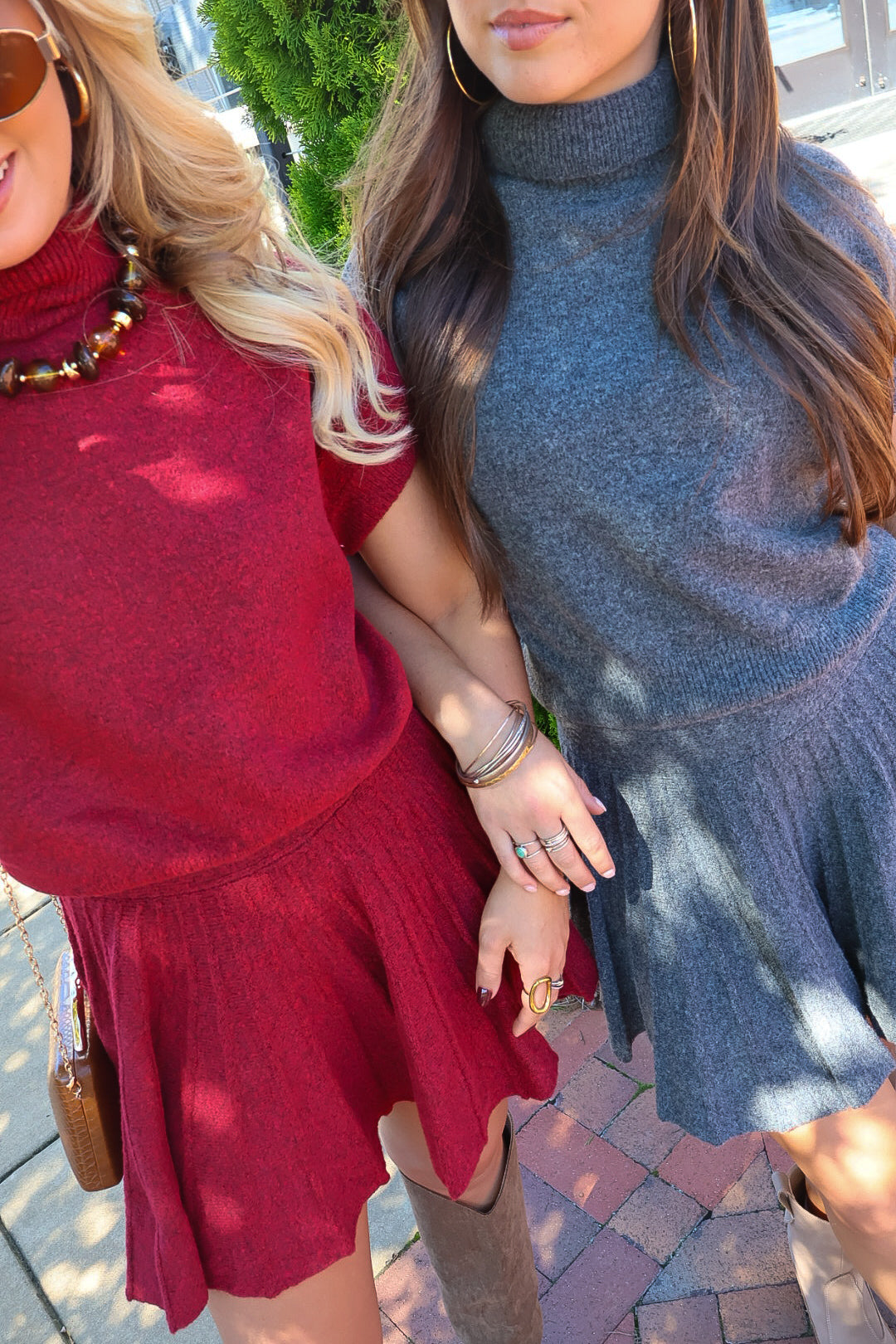 Crimson Turtleneck Sweater & Mini Skirt Set