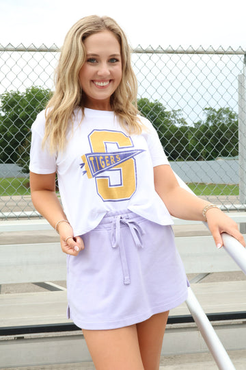 Springville Tigers Pennant Mom Crop Tee