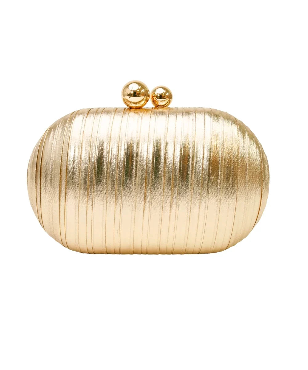 Gold Textured Hard Case Clutch