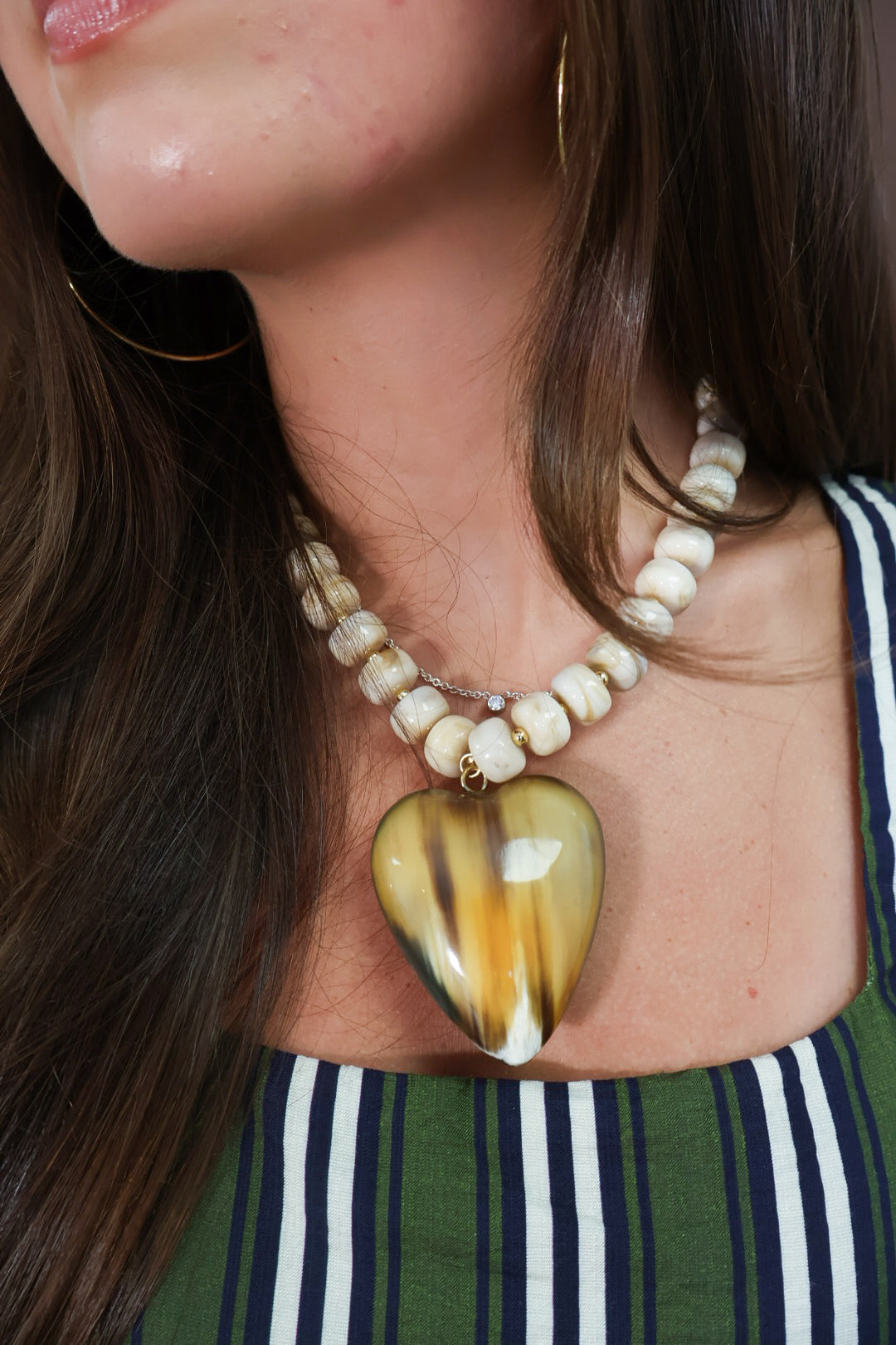 Reversible Two-Tone Heart Beaded Necklace